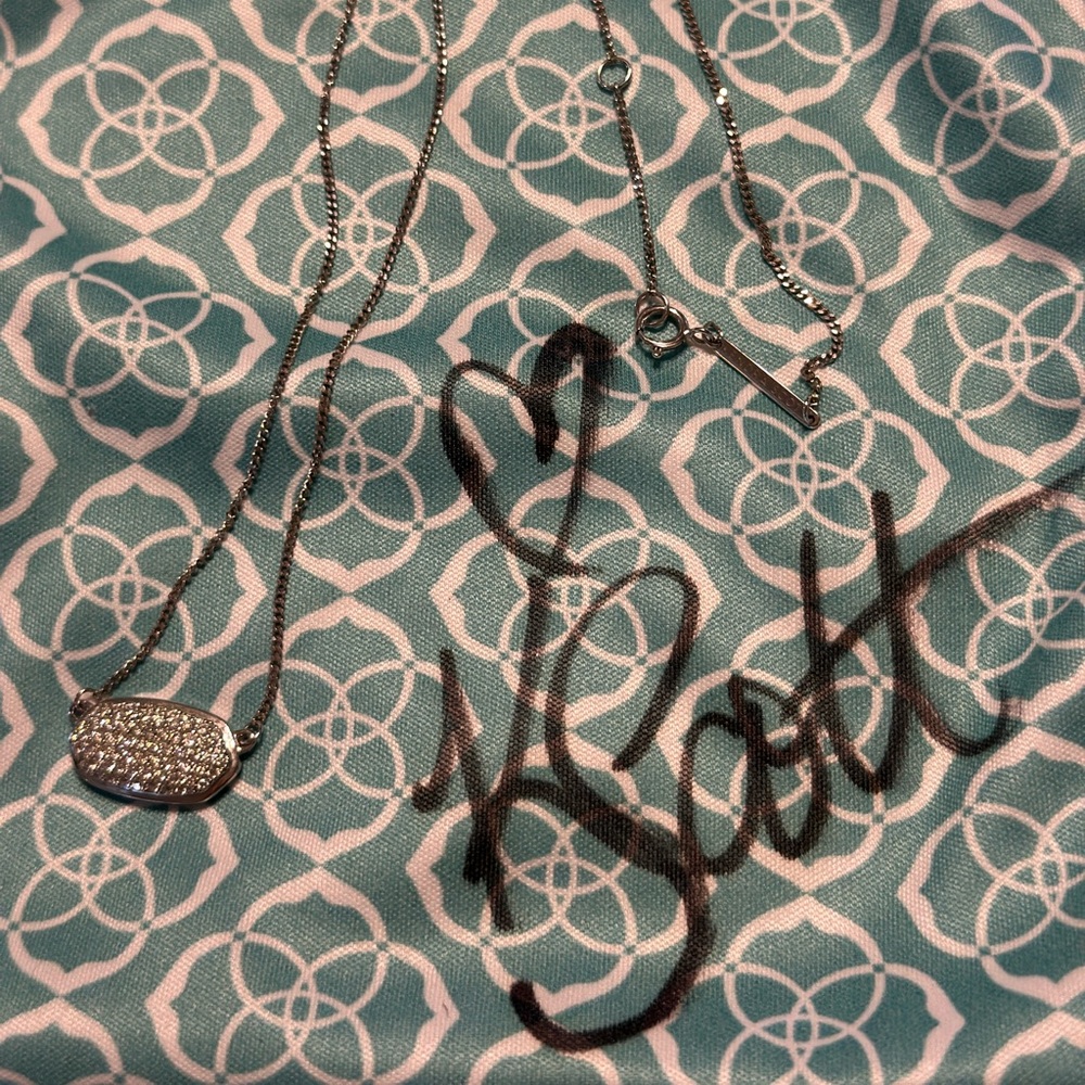 Kendra Scott White Gold Diamond Elisa Necklace EUC
